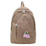Waterproof Canvas Campus Backpack Flower Pendant Girl College Student Bag
