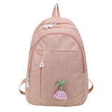 Waterproof Canvas Campus Backpack Flower Pendant Girl College Student Bag