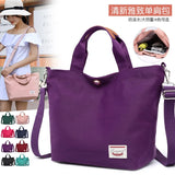 Waterproof Nylon Shoulder Bag Tote Purple Handbag