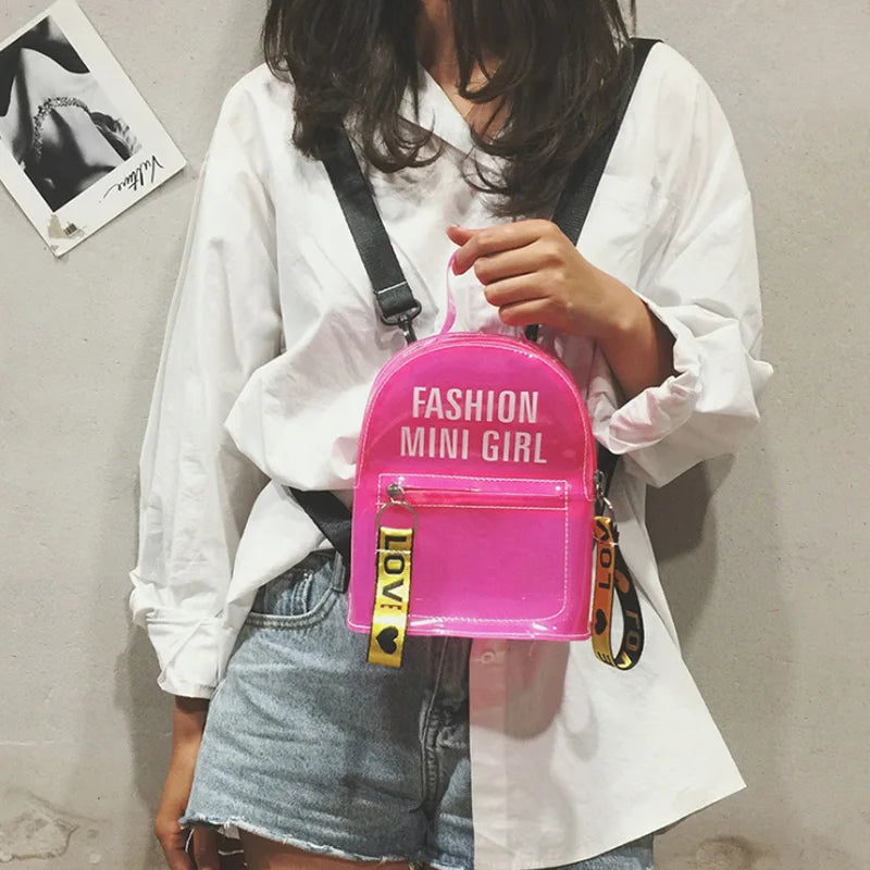 Waterproof Transparent PVC Mini Jelly Backpack Female