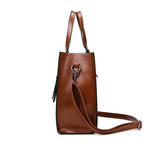 Leather Bucket Bag Shoulder Handbag Large Capacity Shopping Bag