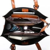 Leather Bucket Bag Shoulder Handbag Large Capacity Shopping Bag