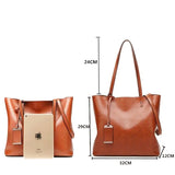 Leather Bucket Bag Double Strap Shoulder Bag