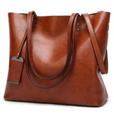 Leather Bucket Bag Double Strap Shoulder Bag