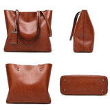 Leather Bucket Bag Double Strap Shoulder Bag