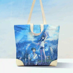 Weathering With You Canvas Shoulder Bag Girl Leisure Big Anime Handbag