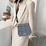 Weave PU Leather Small Square Bag For Women Summer Solid Shoulder Handbags