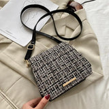 Weave PU Leather Small Square Bag For Women Summer Solid Shoulder Handbags