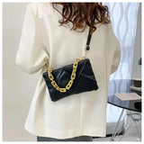 Weave Orange Leather Shoulder Bag With Chain Small Green Crossbody Bag