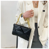 Weave Orange Leather Shoulder Bag With Chain Small Green Crossbody Bag