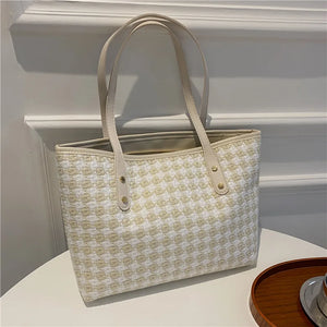 Vintage Plaid Shoulder Bags Women Casual Totes Handbag