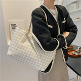 Vintage Plaid Shoulder Bags Women Casual Totes Handbag
