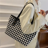 Vintage Plaid Shoulder Bags Women Casual Totes Handbag