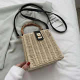 Summer Straw Weave Tote Bag for Women