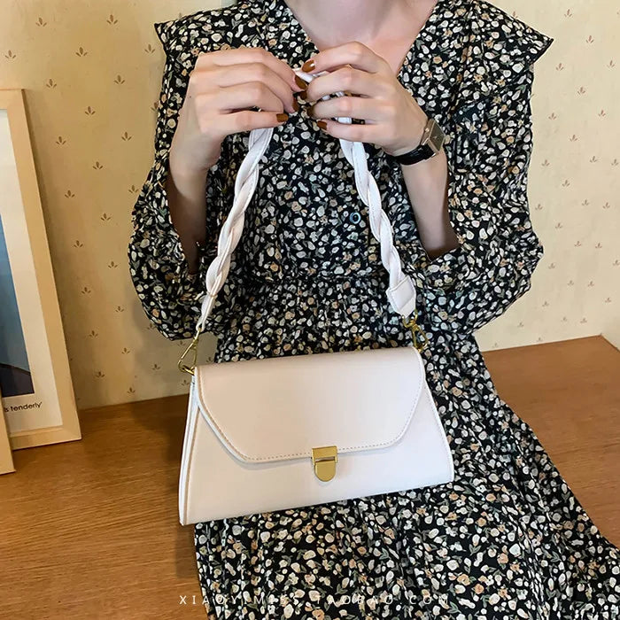 Weave Strap Women Shoulder Bag PU Leather Ladies Handbag and Purse