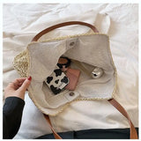 Boho Straw Tote Bag for Women Summer Beach Handbag