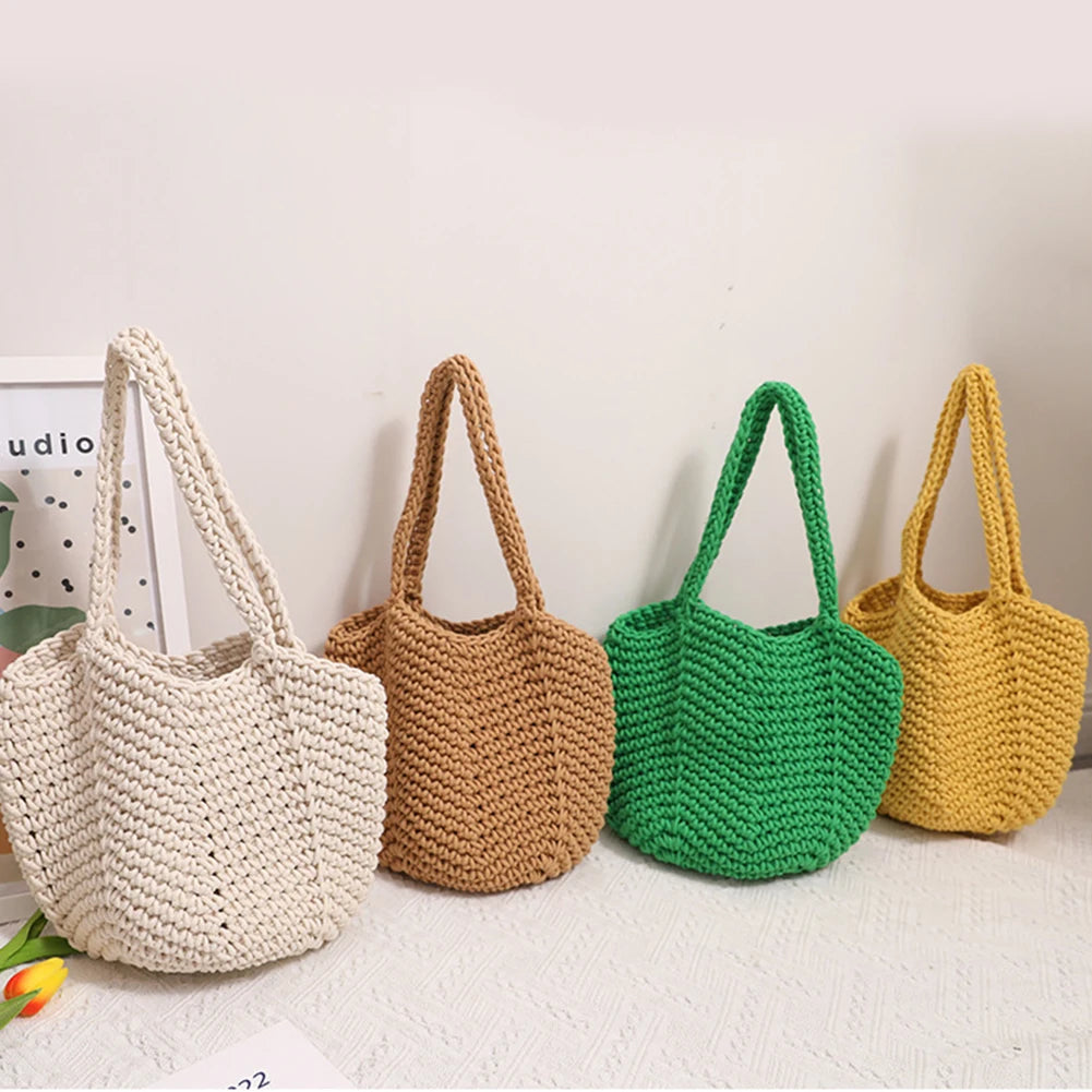 Vintage Woven Tote Bag Summer Beach Handbags