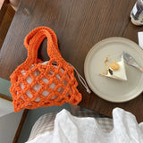 Straw Mini Bucket Bag Drawstring Handbag