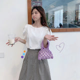 Straw Mini Bucket Bag Drawstring Handbag