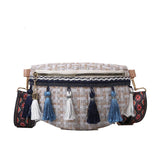 Stylish Tassel Waist Pack Female Waist Bag Ladies Wide Strap Crossbody Chest Bag