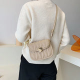 Women PU Leather Shoulder Bag Retro INS Female Handbags Lady White/Black/Khaki C
