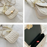 Women PU Leather Shoulder Bag Retro INS Female Handbags Lady White/Black/Khaki C