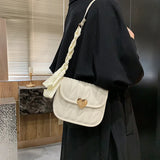 Women PU Leather Shoulder Bag Retro INS Female Handbags Lady White/Black/Khaki C