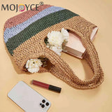 Striped Contrast Underarm Bag Large Capacity - Seaside Vacation Beach Bag