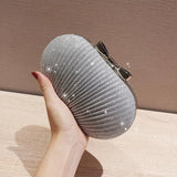 Bridal Beaded Evening Bag Rhinestones Clutch Egg Shape