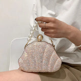Sequined Top Handle Shoulder Bag for Women