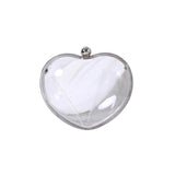 Heart Shape Acrylic Evening Bag with Metal Chain Clutch