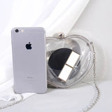 Heart Shape Acrylic Evening Bag with Metal Chain Clutch