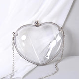 Heart Shape Acrylic Evening Bag with Metal Chain Clutch
