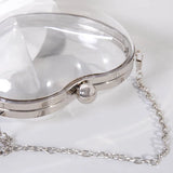 Heart Shape Acrylic Evening Bag with Metal Chain Clutch