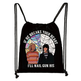 Wednesday Addams Backpack Nevermore Academy Drawstring Bag