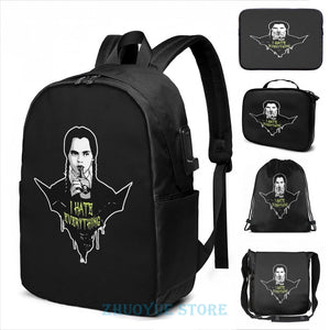Wednesday Addams Gothic USB Charge Backpack School Travel Bag