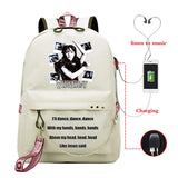 Wednesday Addams School Backpack for Teenager Girls with USB Port