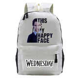 Wednesday Teenager Backpack Happy Face Print Schoolbags Boys Girls