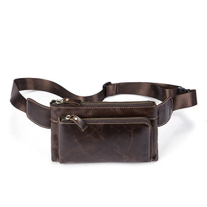 Weduoduo Men Waist Bag Leather Men Bag Phone Case Cover Travel Money Belt Bag