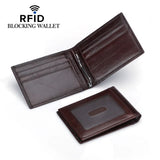 Weduoduo Men Money Clip Mini Wallet Genunie Leather