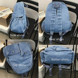 Personality Denim Backpack Women Schoolbag Casual Bag Travel Jean Solid