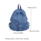 Personality Denim Backpack Women Schoolbag Casual Bag Travel Jean Solid