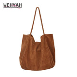 Thick Cordury Casual Tote Bag Handbags Velvet Oversize Clutch Purse Shoulder Bag