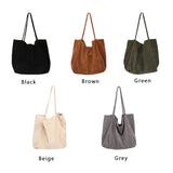 Thick Cordury Casual Tote Bag Handbags Velvet Oversize Clutch Purse Shoulder Bag