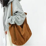 Thick Cordury Casual Tote Bag Handbags Velvet Oversize Clutch Purse Shoulder Bag