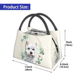 Westie Dog in Floral Wreath Lunch Bag Insulated Cooler Thermal Bento