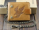 Western Biker Trucker Leather Wallet with Chain - Mens Boys Bw2
