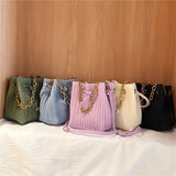 Western Style Pleated Chain Shoulder Bag Crossbody Small Bag