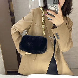 Western Style Plush Chain Women's Bag Autumn And Winter Shoulder Bags