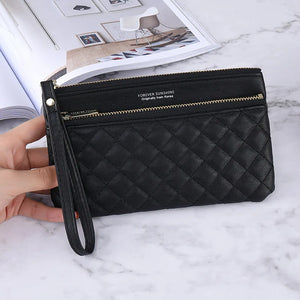 Western Style Wallet Ladies Long Zipper Solid Rhombus Thin Multi-function